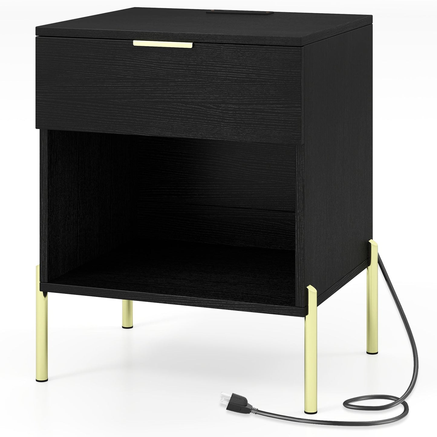 Nightstand with Charging Station and Storage Drawer