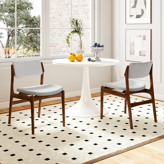 Padded Dining Chairs Set of 2 with Rubber Wood Legs
