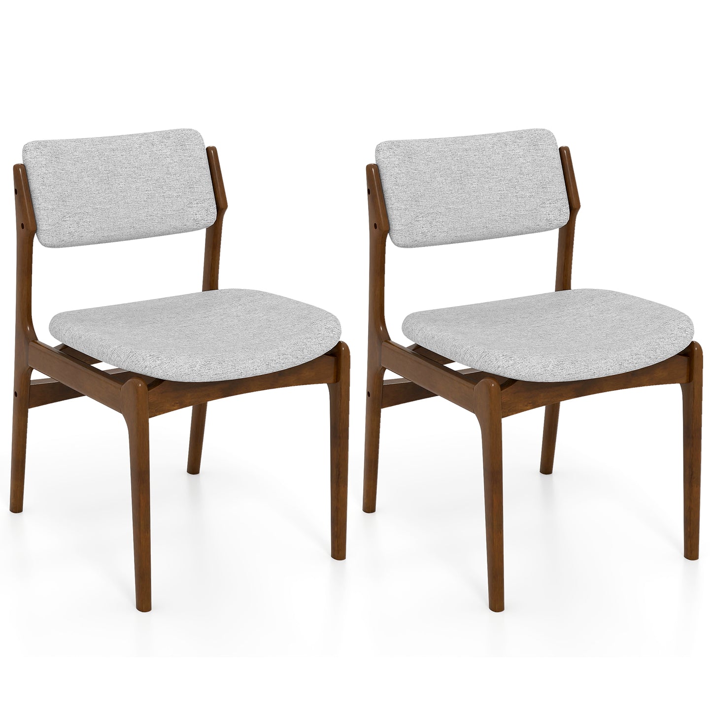 Padded Dining Chairs Set of 2 with Rubber Wood Legs