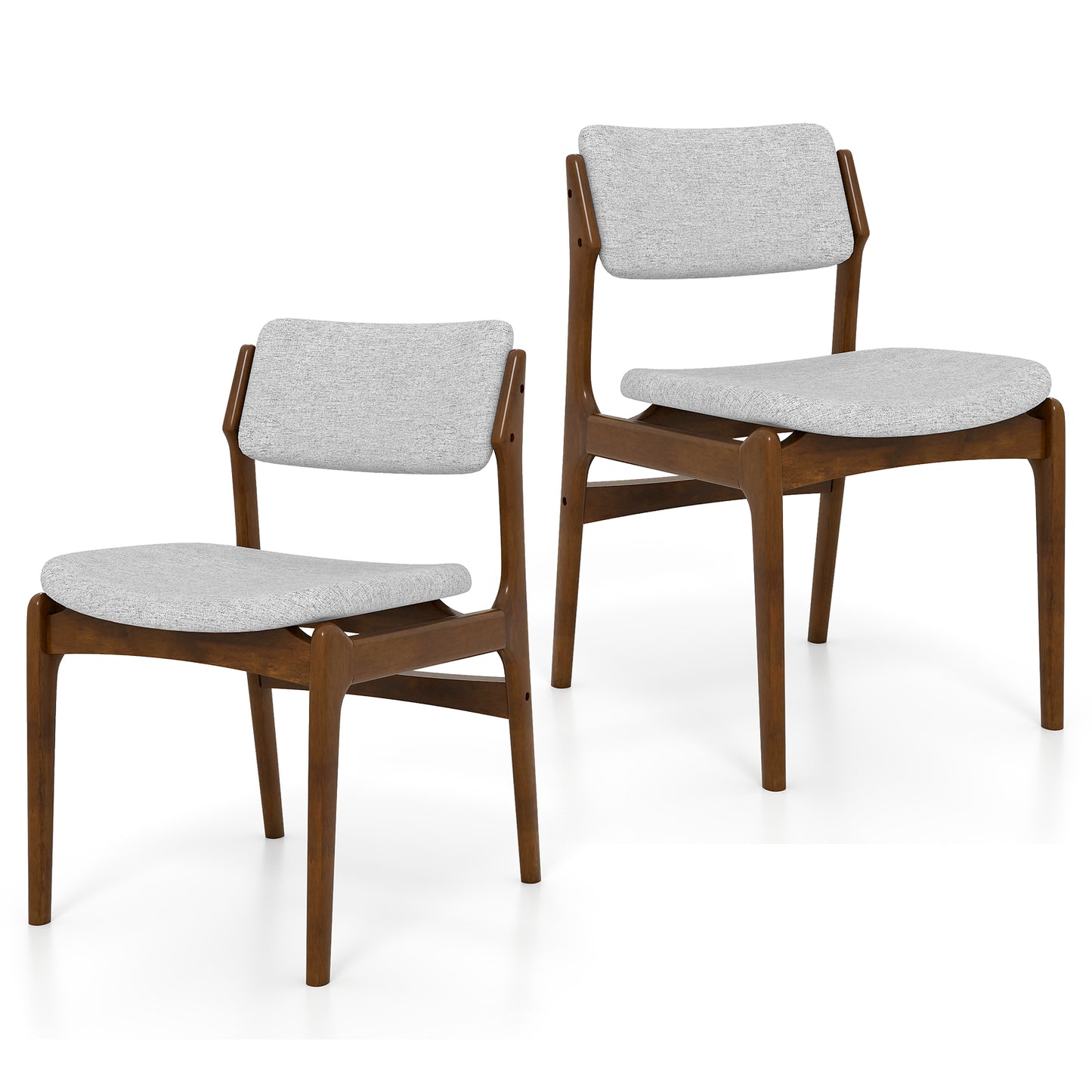 Padded Dining Chairs Set of 2 with Rubber Wood Legs