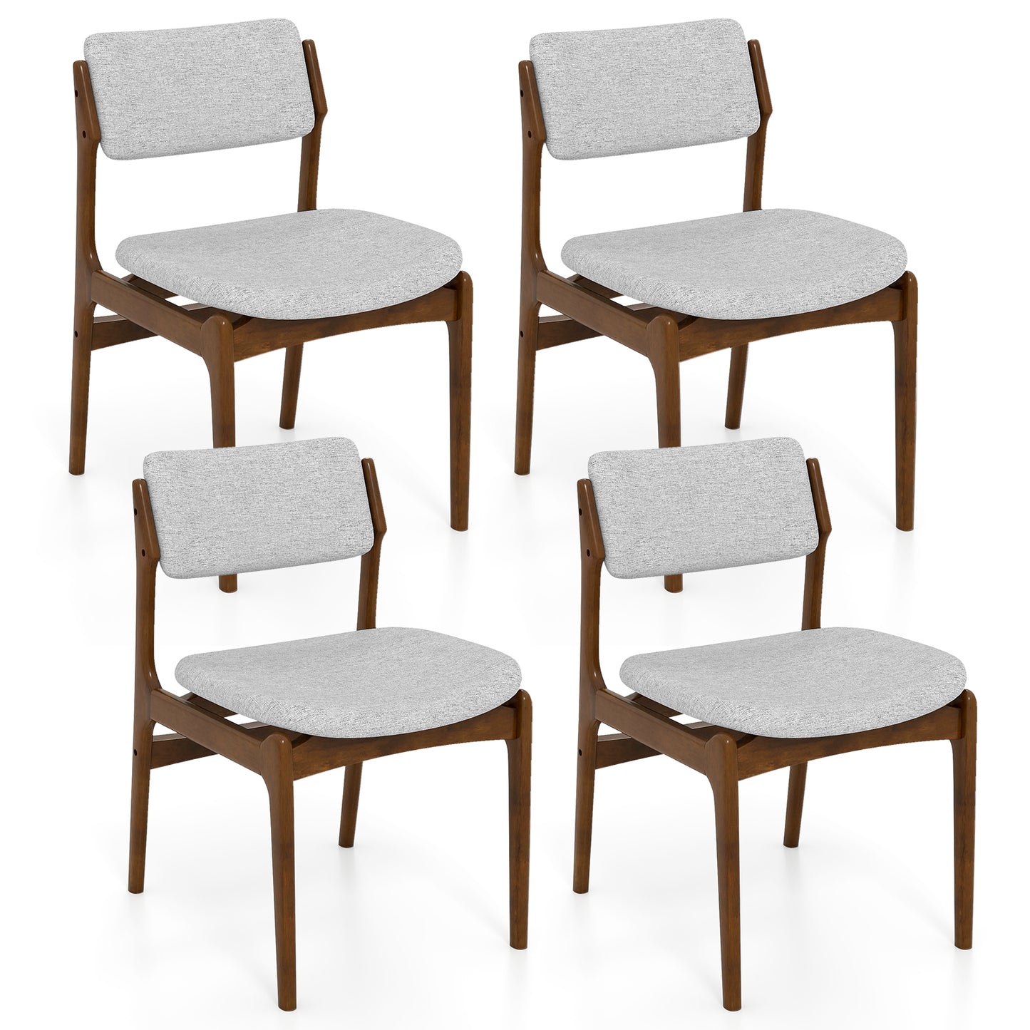Padded Dining Chairs Set of 4 with Rubber Wood Legs