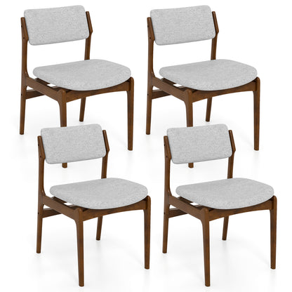 Padded Dining Chairs Set of 4 with Rubber Wood Legs