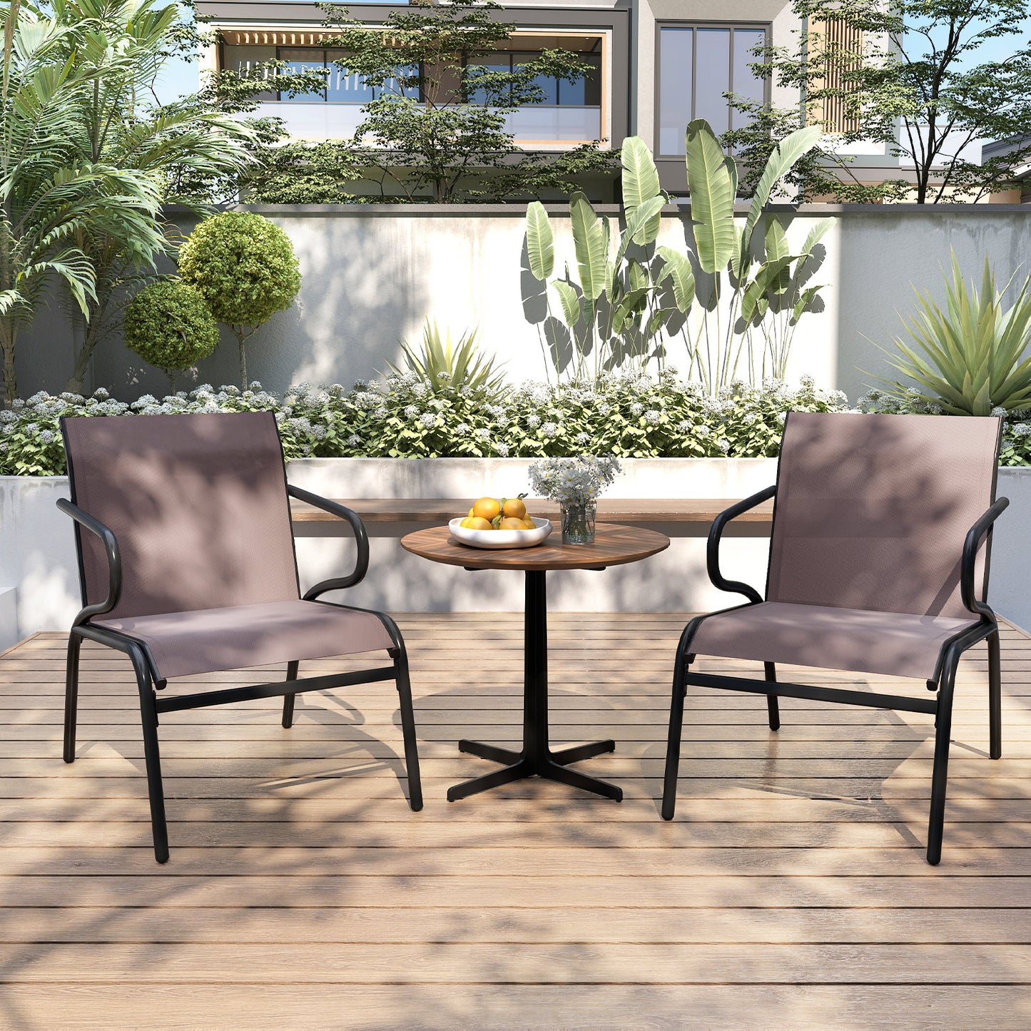 Patio Dining Chairs Set of 2 with Breathable Fabric