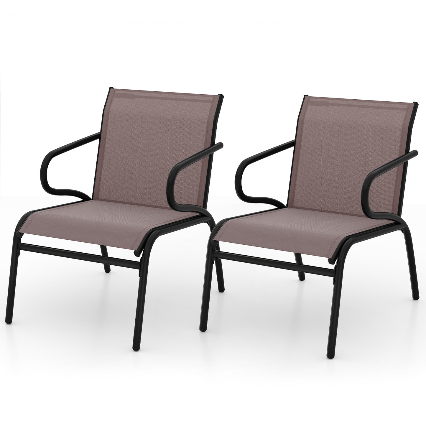 Patio Dining Chairs Set of 2 with Breathable Fabric