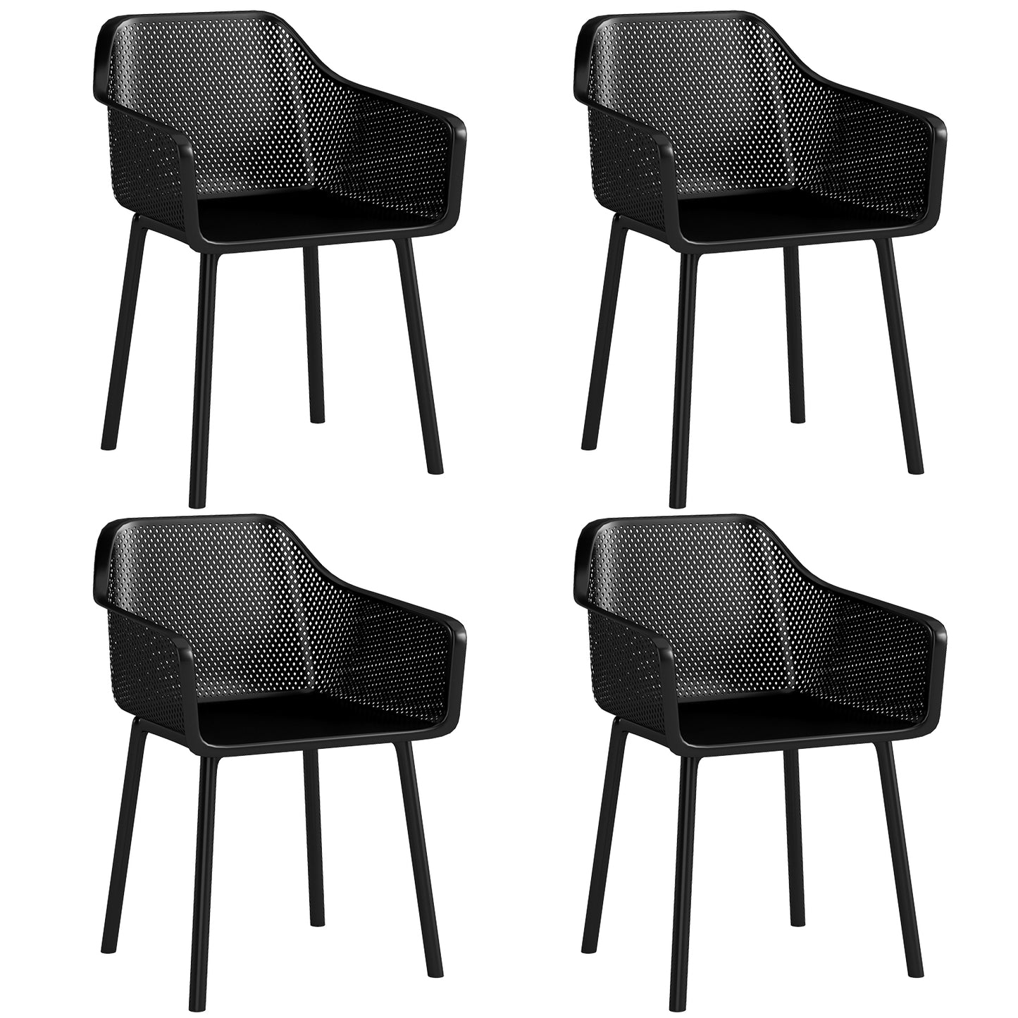 Dining Chairs Set of 4 with Mesh Backrest and Armrests
