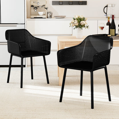 Dining Chairs Set of 4 with Mesh Backrest and Armrests