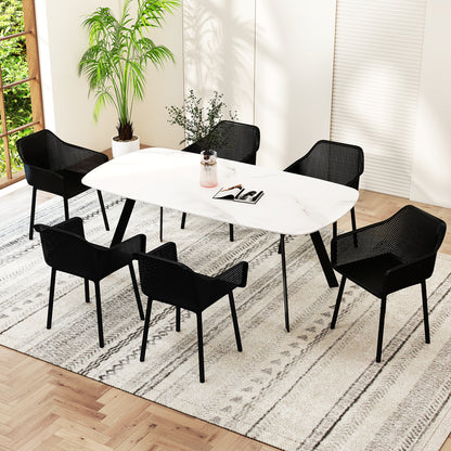 Dining Chairs Set of 4 with Mesh Backrest and Armrests