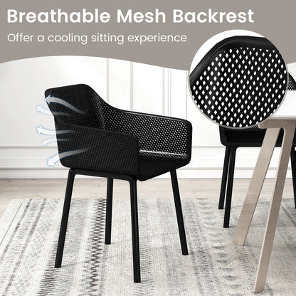 Dining Chairs Set of 4 with Mesh Backrest and Armrests