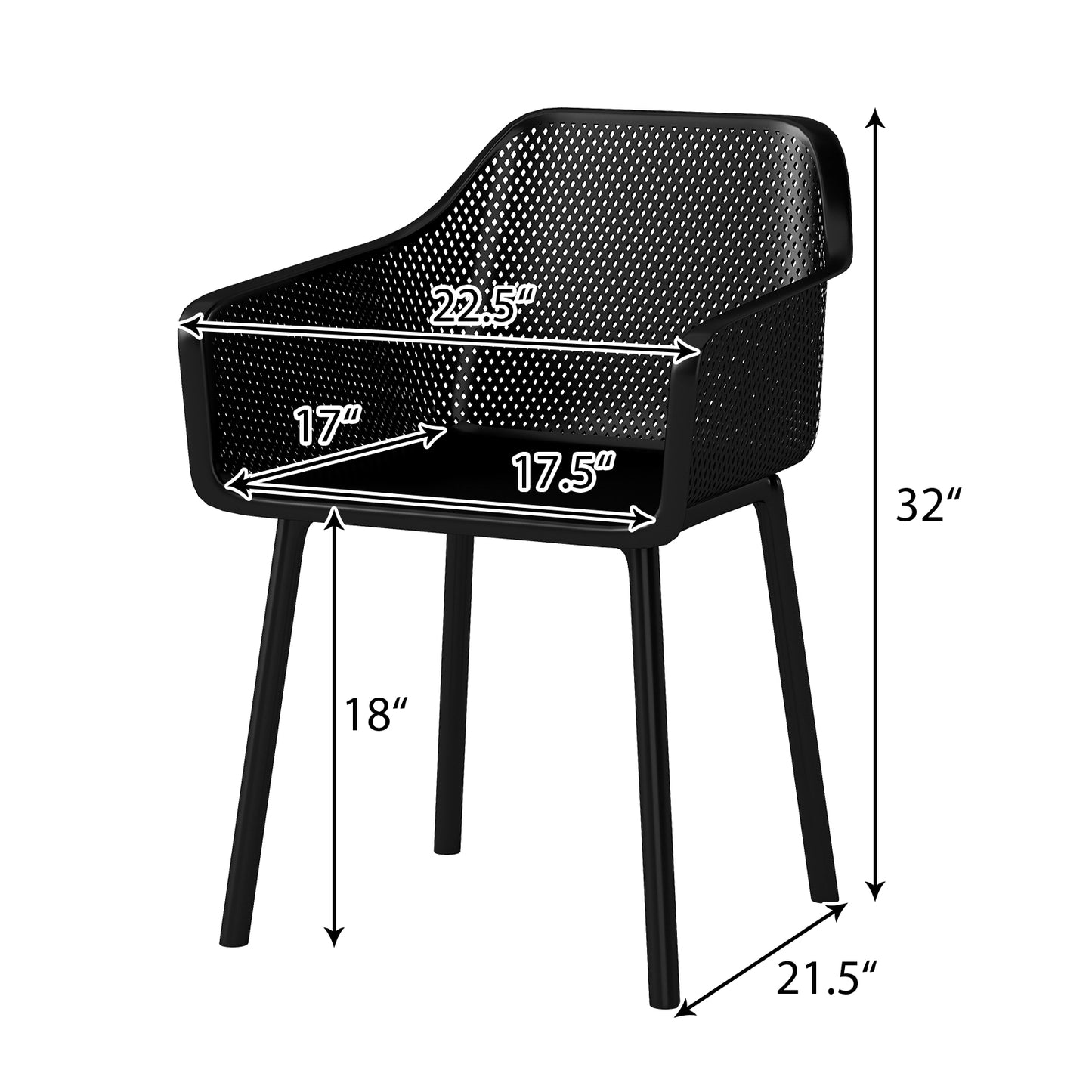 Dining Chairs Set of 4 with Mesh Backrest and Armrests