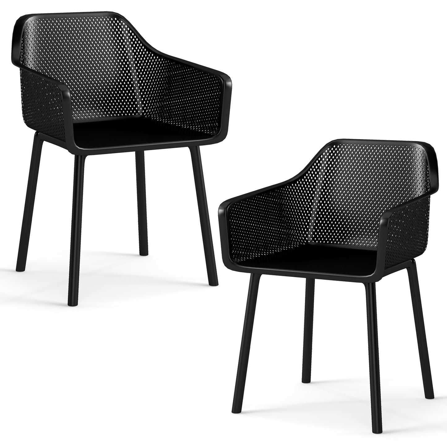 Dining Chairs Set of 2 with Mesh Backrest and Armrests