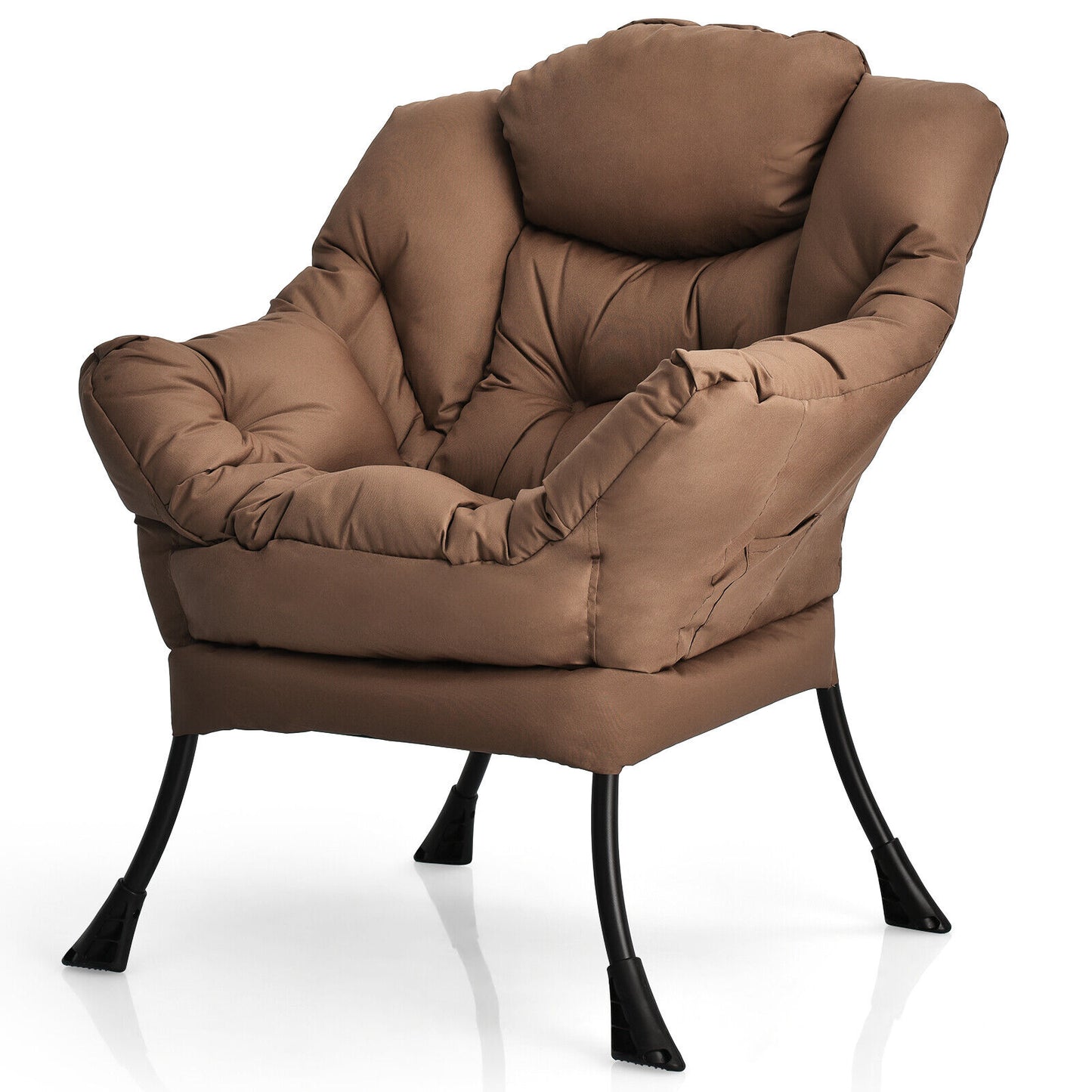 Lazy Accent Chair with Steel Frame and Side Pocket