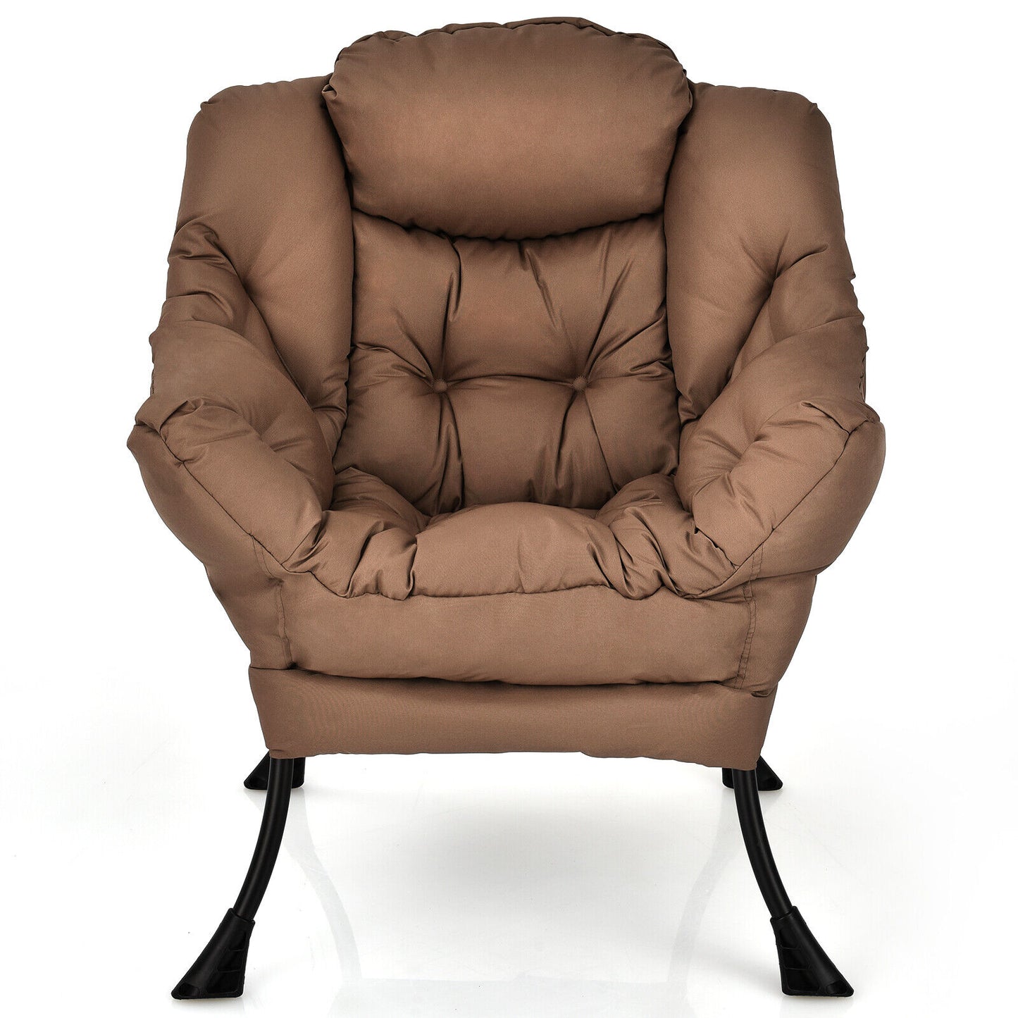 Lazy Accent Chair with Steel Frame and Side Pocket