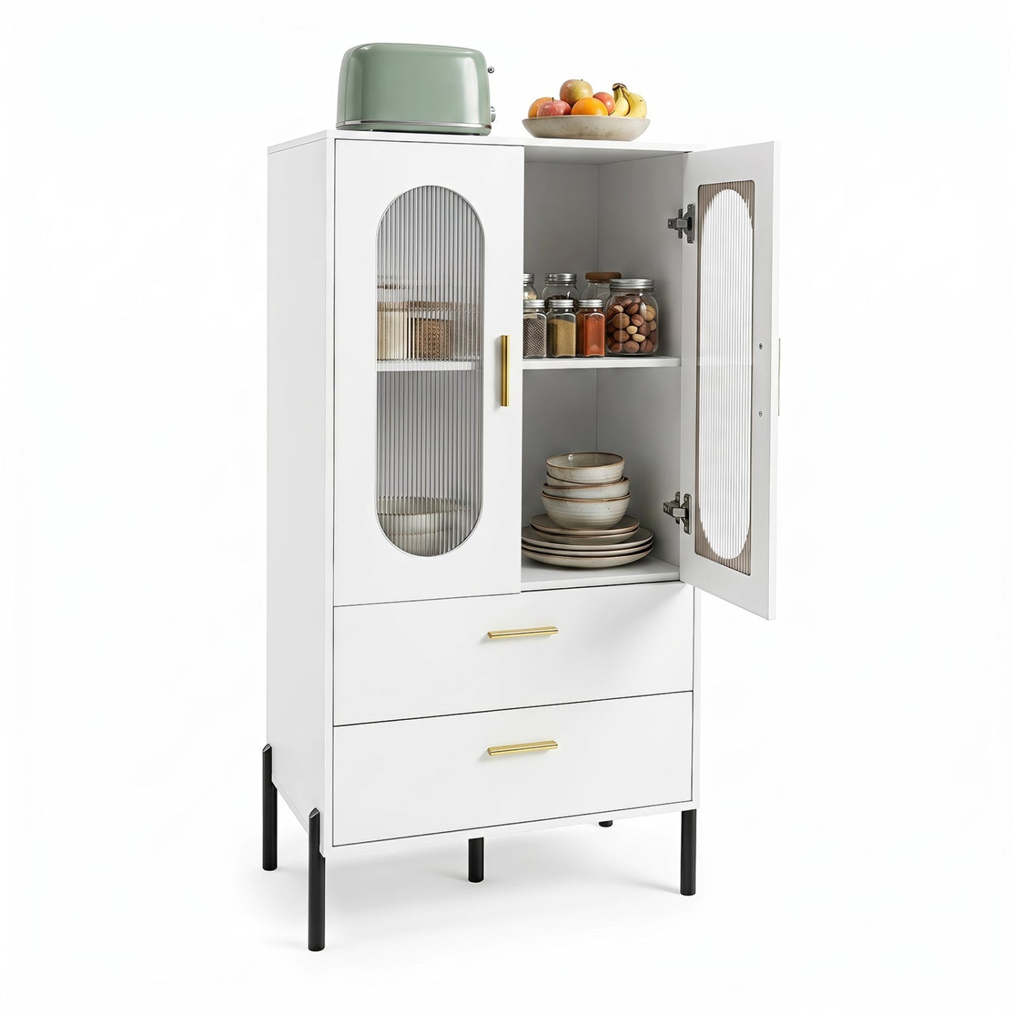 Modern Sideboard Buffet Cabinet with Fluted Doors