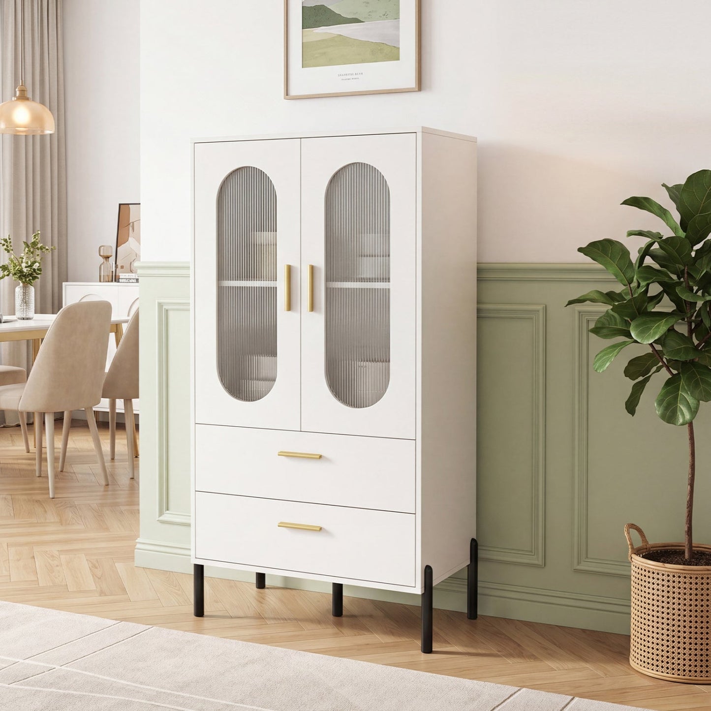 Modern Sideboard Buffet Cabinet with Fluted Doors