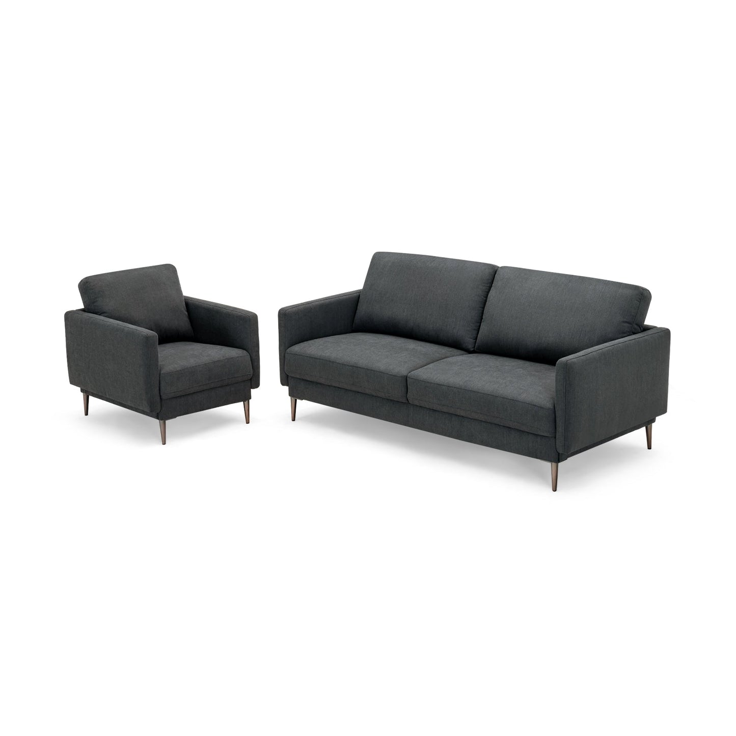 Modern Sofa Couch with Solid Metal Legs and Removable Backrest Cushion-Gray