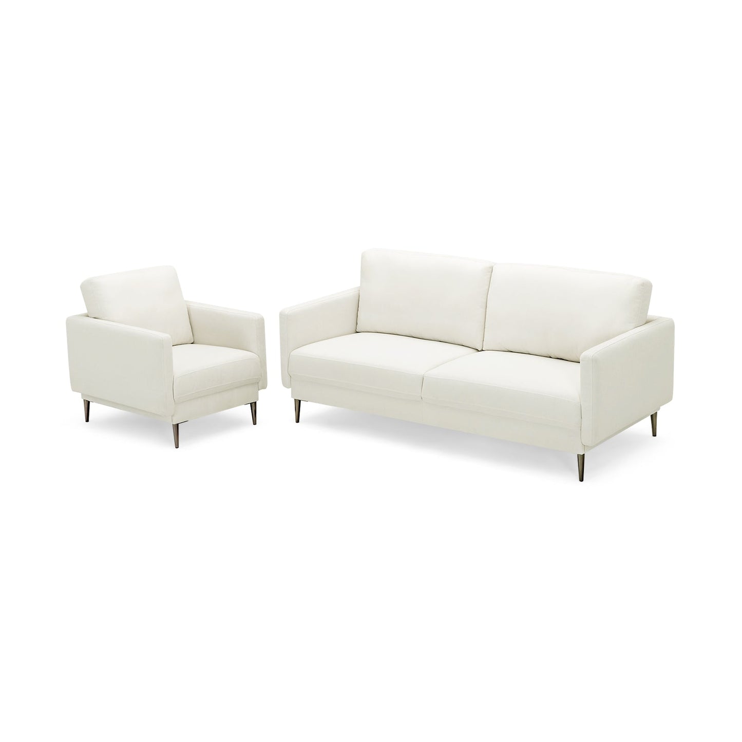 Modern Sofa Couch with Solid Metal Legs and Removable Backrest Cushion-Gray