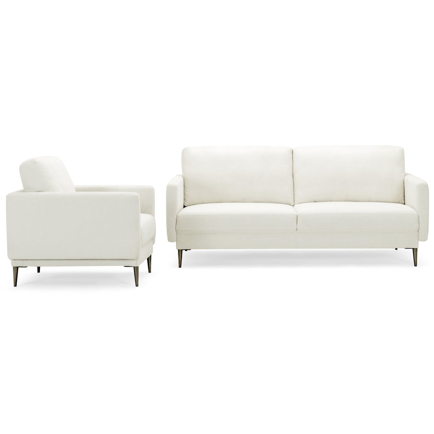 Modern Sofa Couch with Solid Metal Legs and Removable Backrest Cushion-Gray