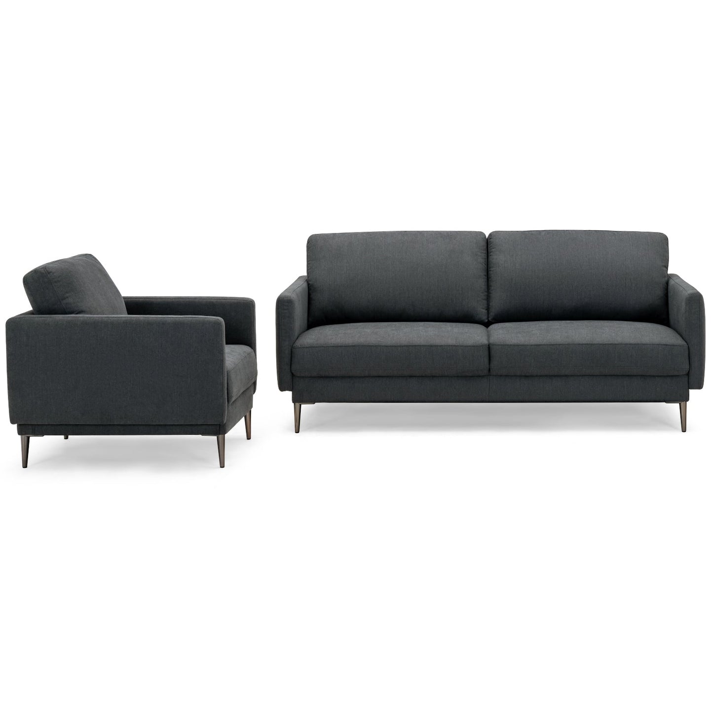Modern Sofa Couch with Solid Metal Legs and Removable Backrest Cushion-Gray