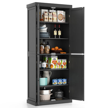 72.5 Inches Tall Buffet Cabinet with 6-Tier Shelves and 4 Doors