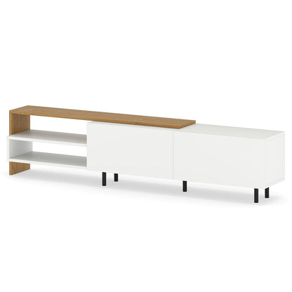 Modern TV Stand for 80 Inches TVs with Storage Shelves and Cabinets-White