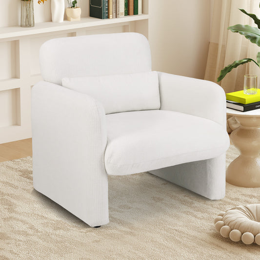 Upholstered Chenille Accent Chair with Lumbar Pillow