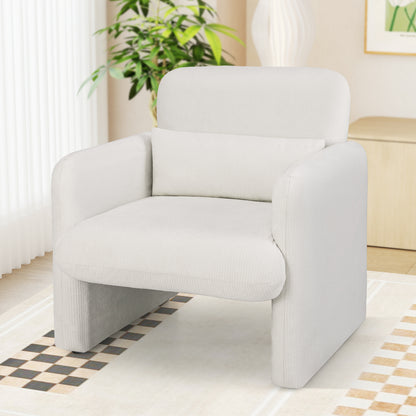 Upholstered Chenille Accent Chair with Lumbar Pillow
