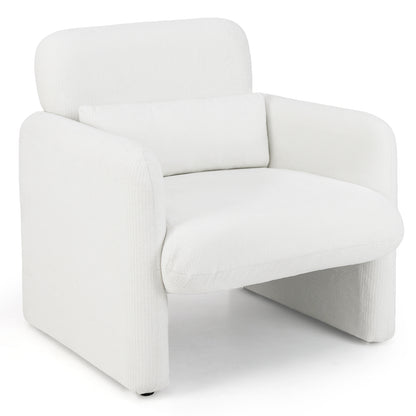 Upholstered Chenille Accent Chair with Lumbar Pillow