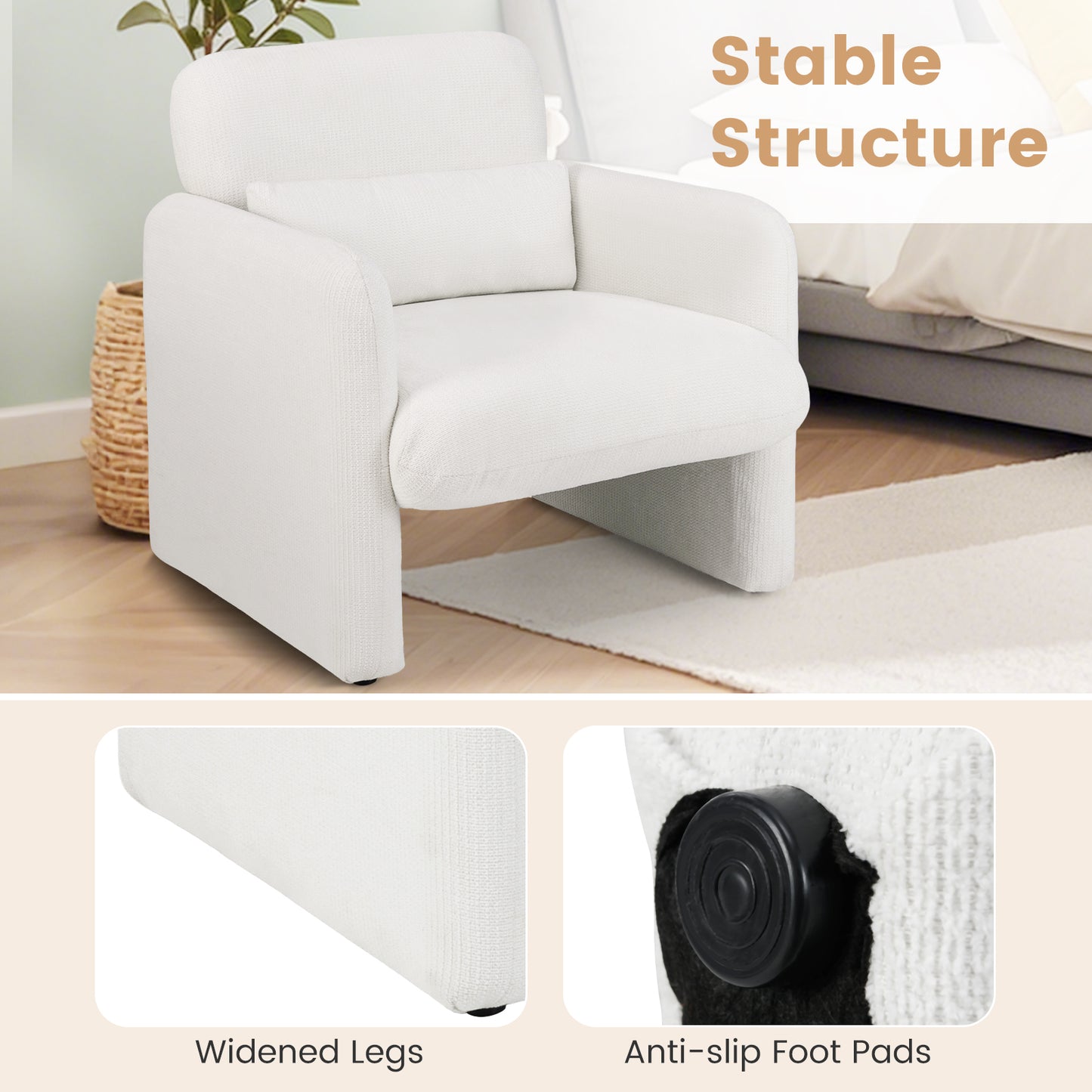 Upholstered Chenille Accent Chair with Lumbar Pillow
