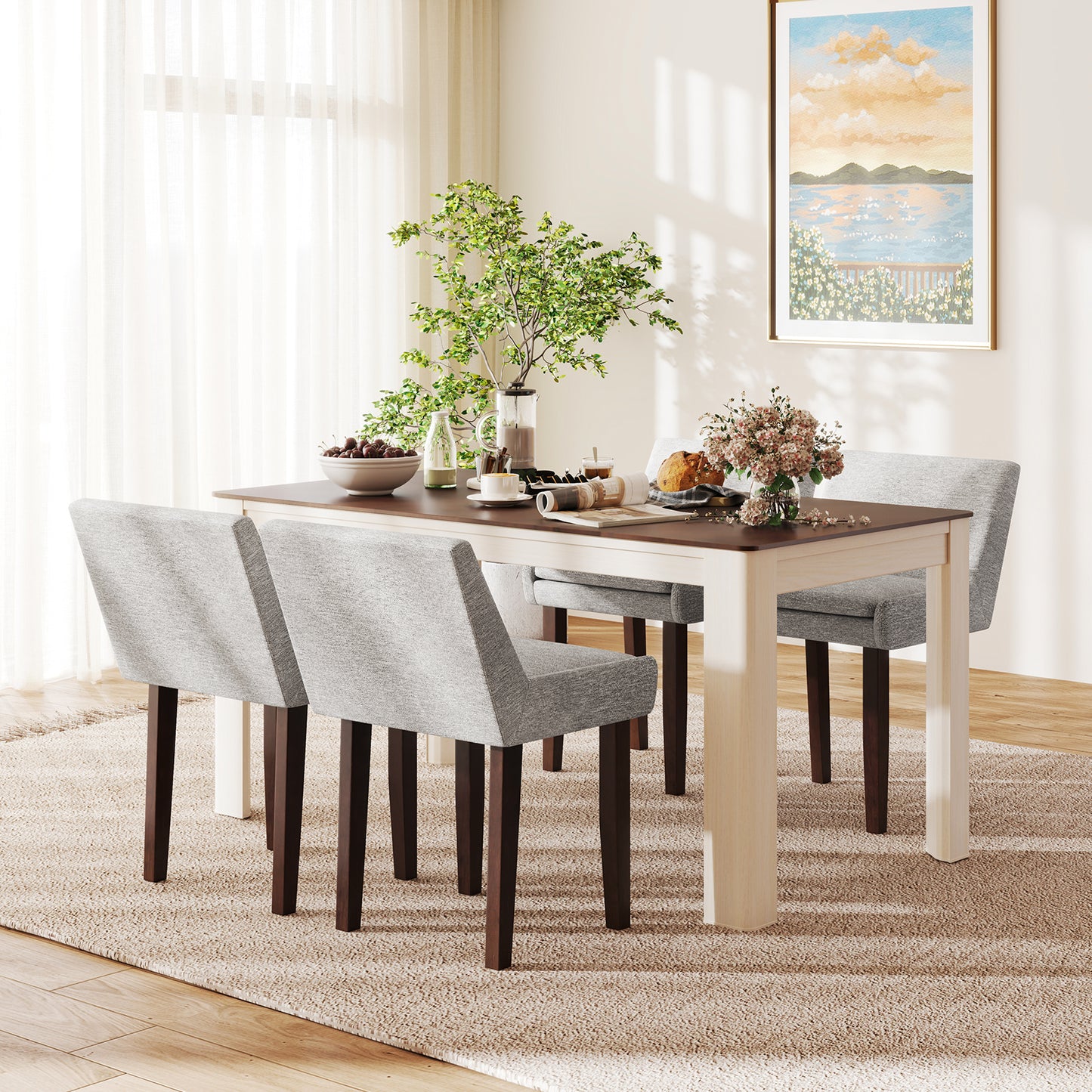 Upholstered Dining Chairs Set of 2 - Gray Fabric