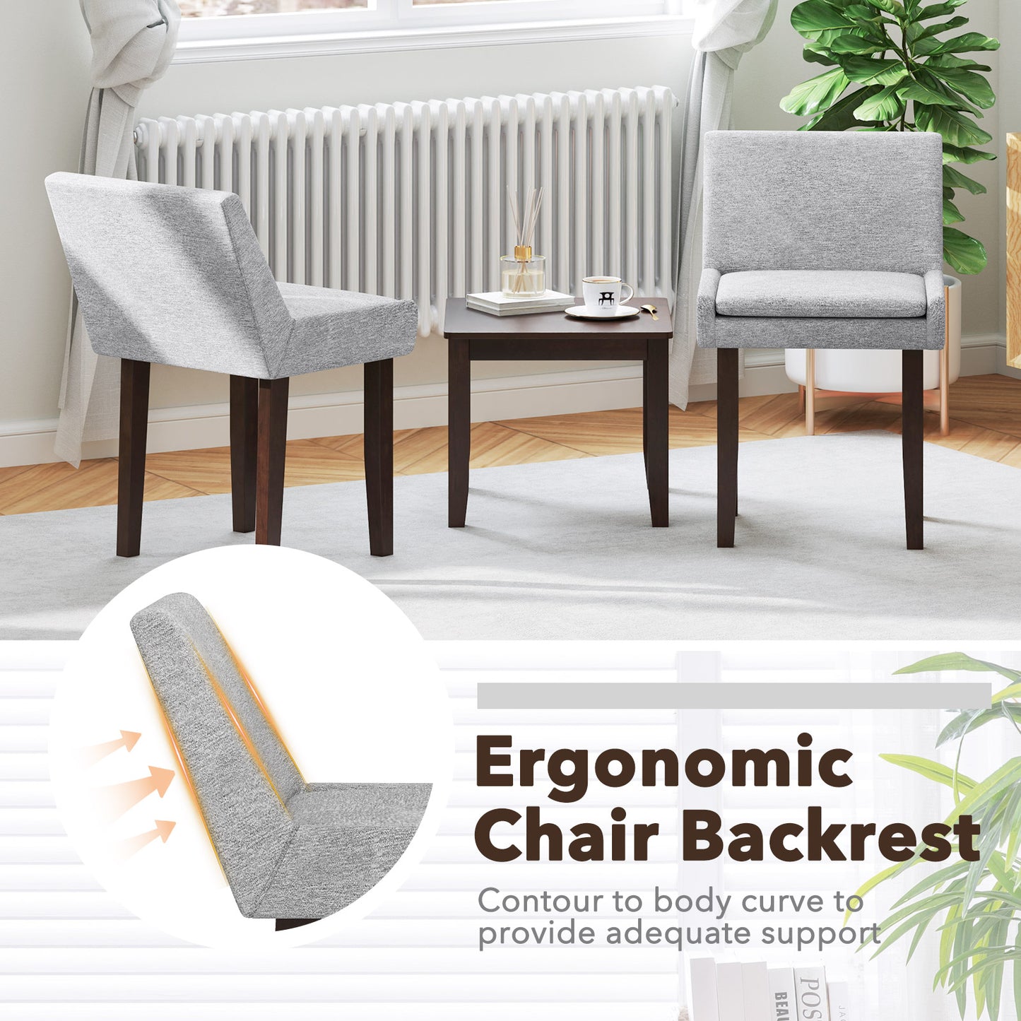 Upholstered Dining Chairs Set of 2 - Gray Fabric