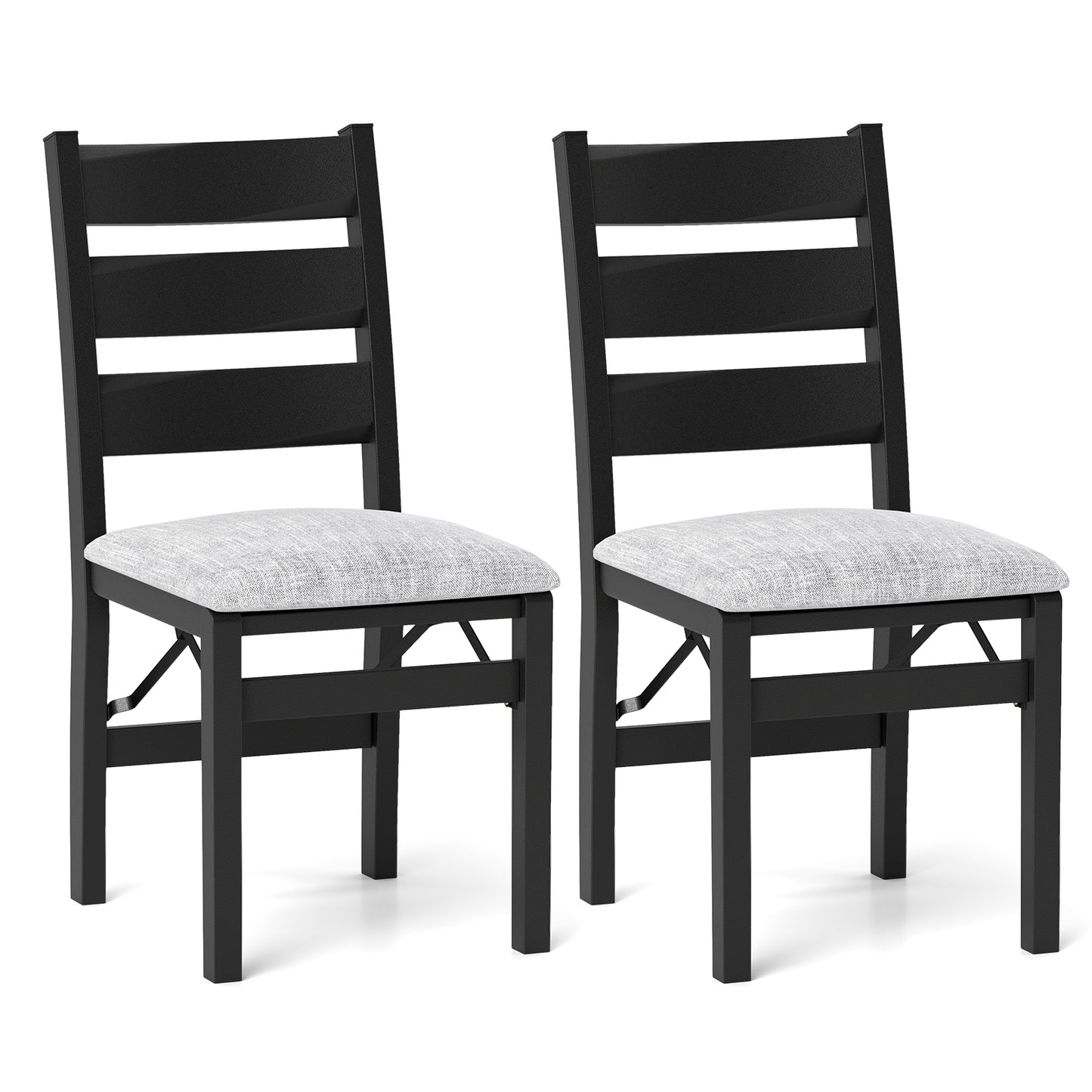Upholstered Folding Dining Chairs Set of 2 with Cushioned Seat