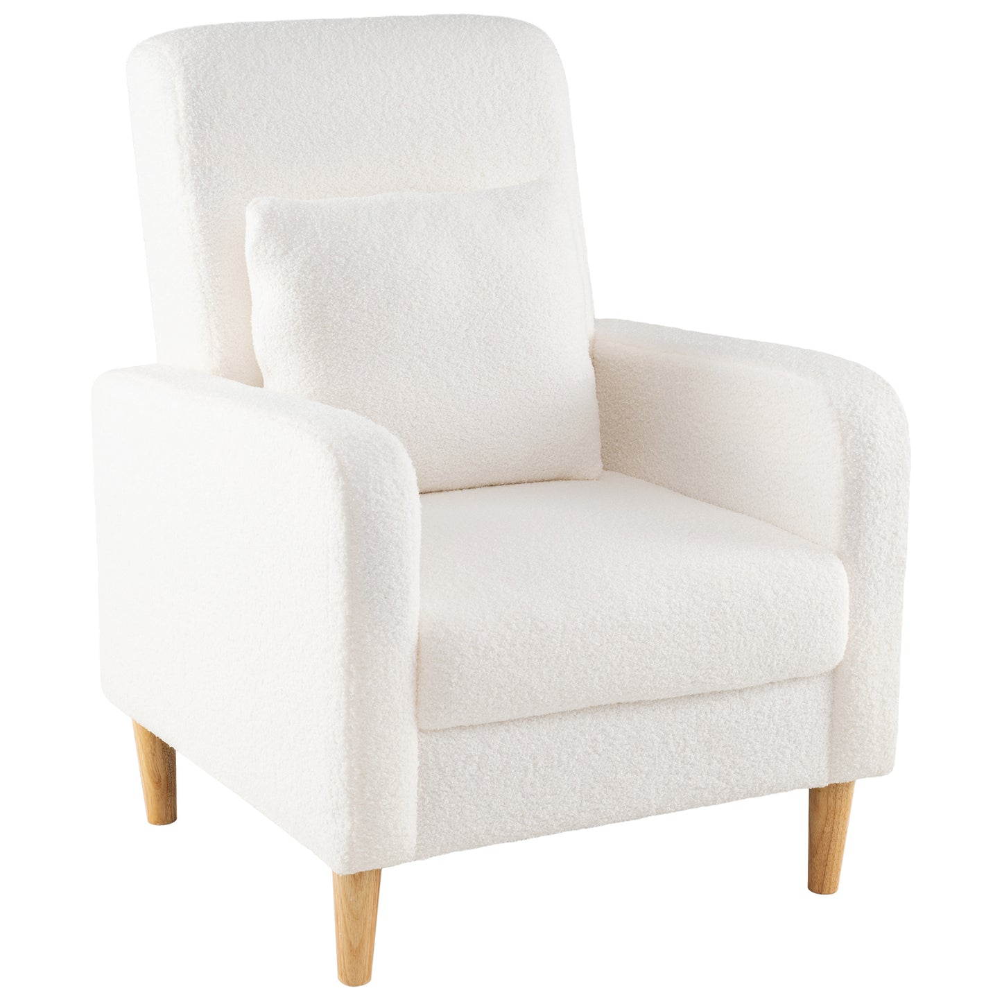 Upholstered Accent Chair with Lumbar Pillow and Teddy Fleece