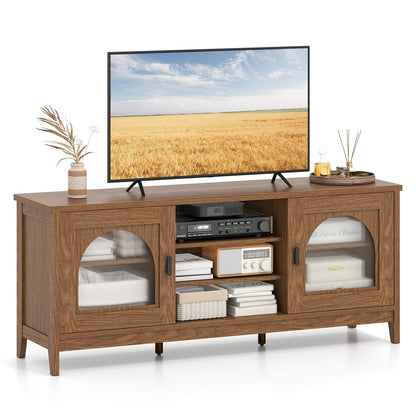 Modern Vintage TV Cabinet with Adjustable Shelves and 2 Cable Holes for TVs up to 65 Inches