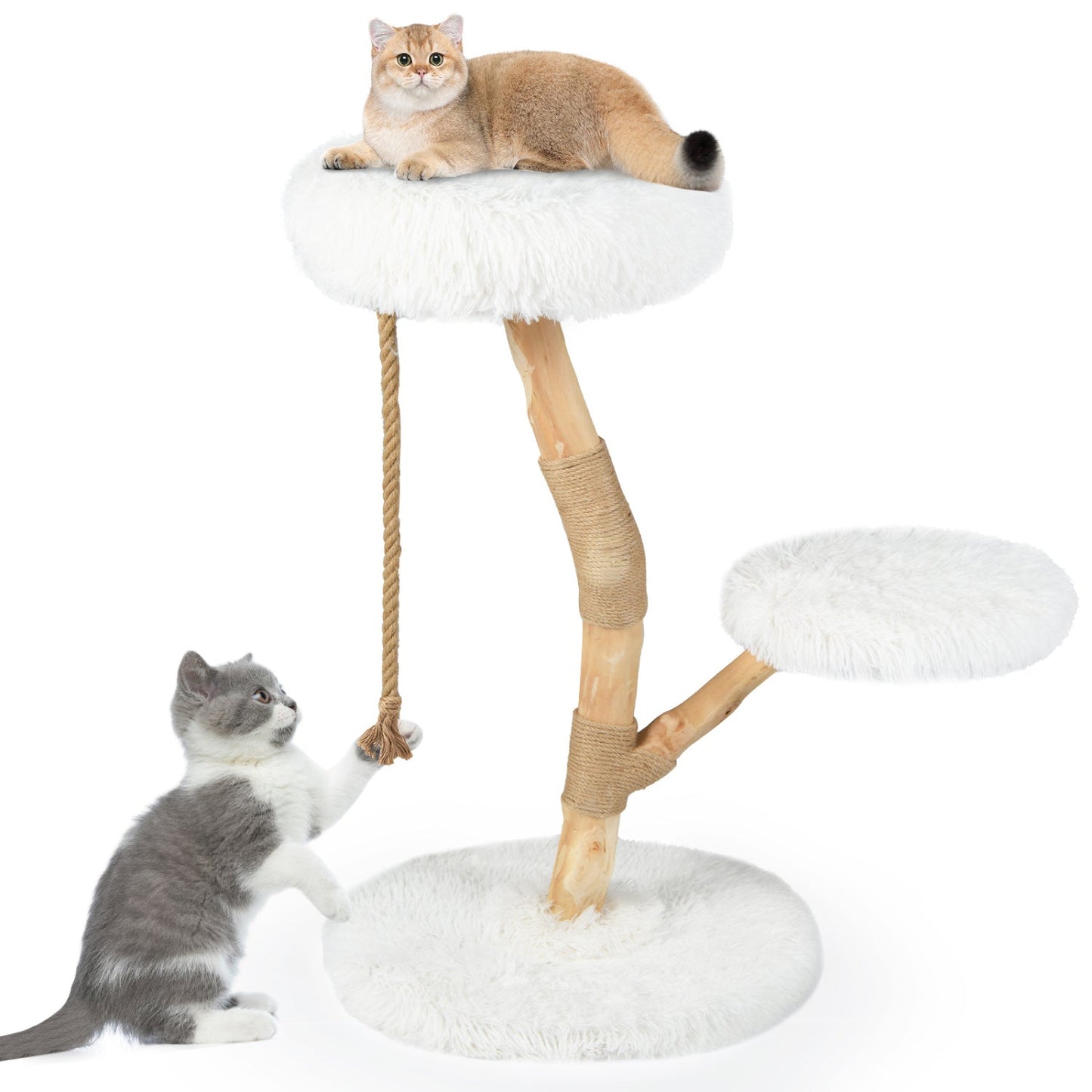 Wooden Cat Tree Tower with Perch and Scratching Posts