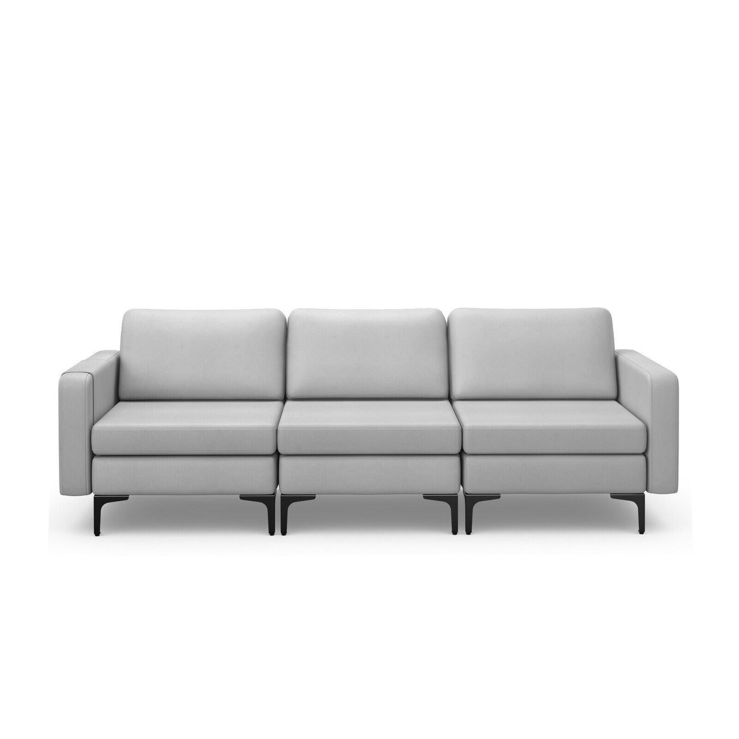 3-Seat Sectional Sofa Couch with Armrest Magazine Pocket and Metal Leg