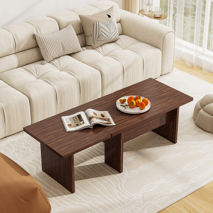 Modular Coffee Table Set of 2 L Shaped Center Tables for Small Space