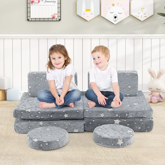 Kids Modular Play Couch Set with Glow-in-the-Dark Patterns