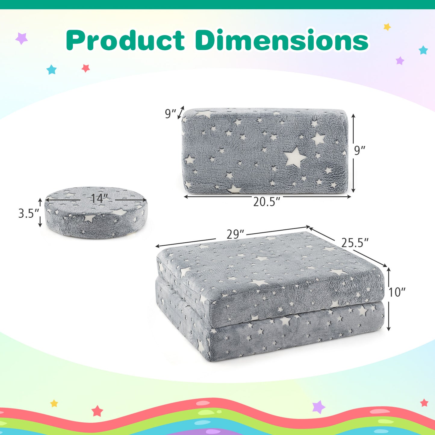 Kids Modular Play Couch Set with Glow-in-the-Dark Patterns