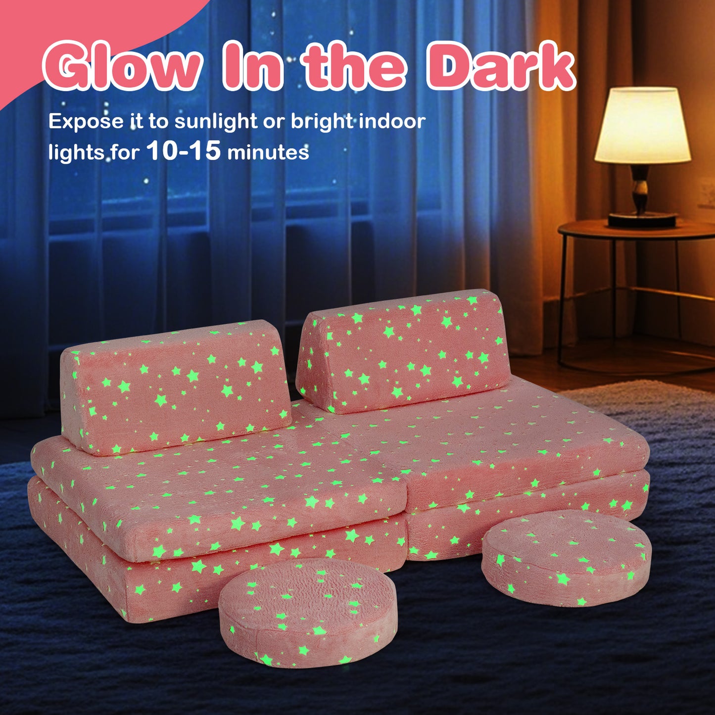 Kids Modular Play Couch Set with Glow-in-the-Dark Patterns