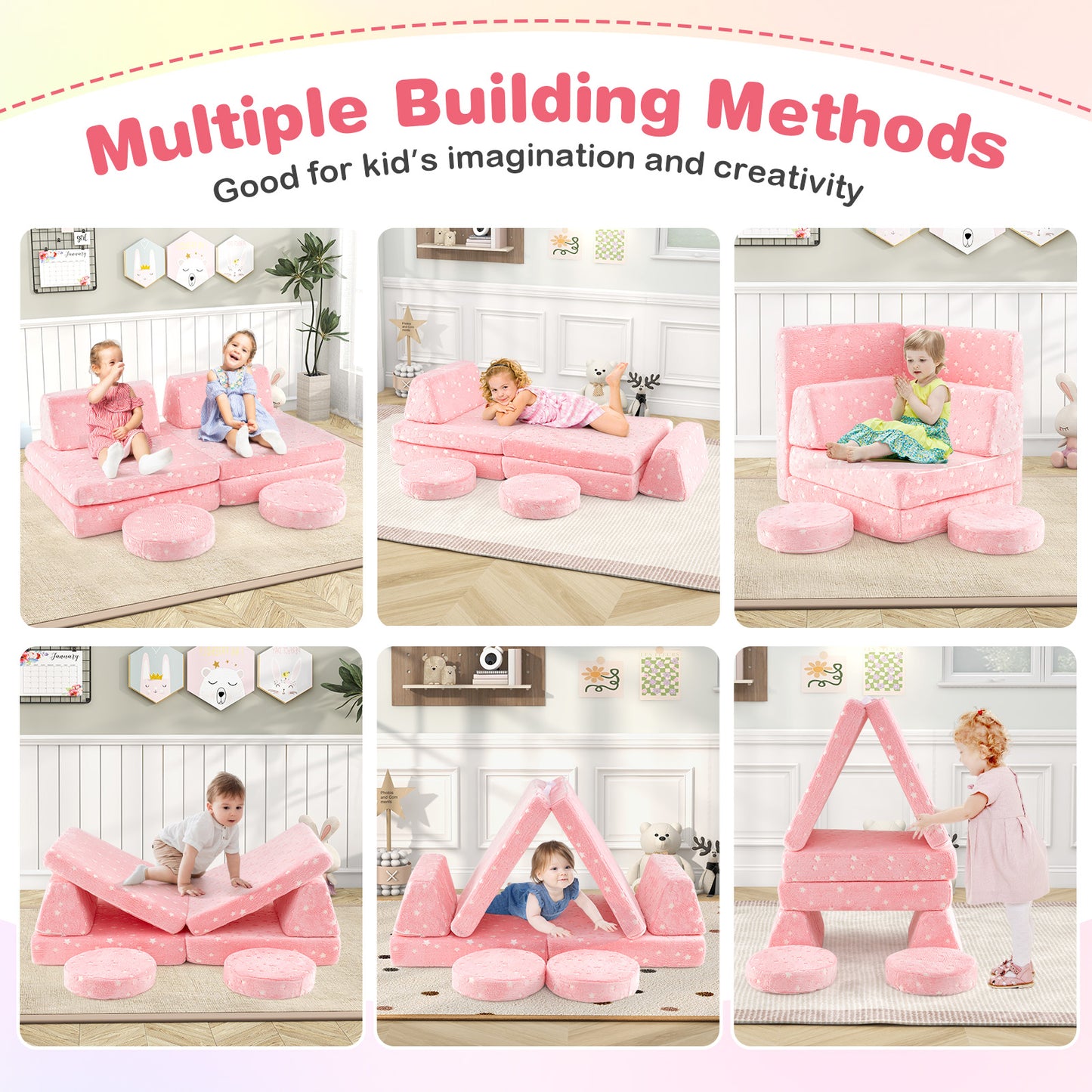 Kids Modular Play Couch Set with Glow-in-the-Dark Patterns