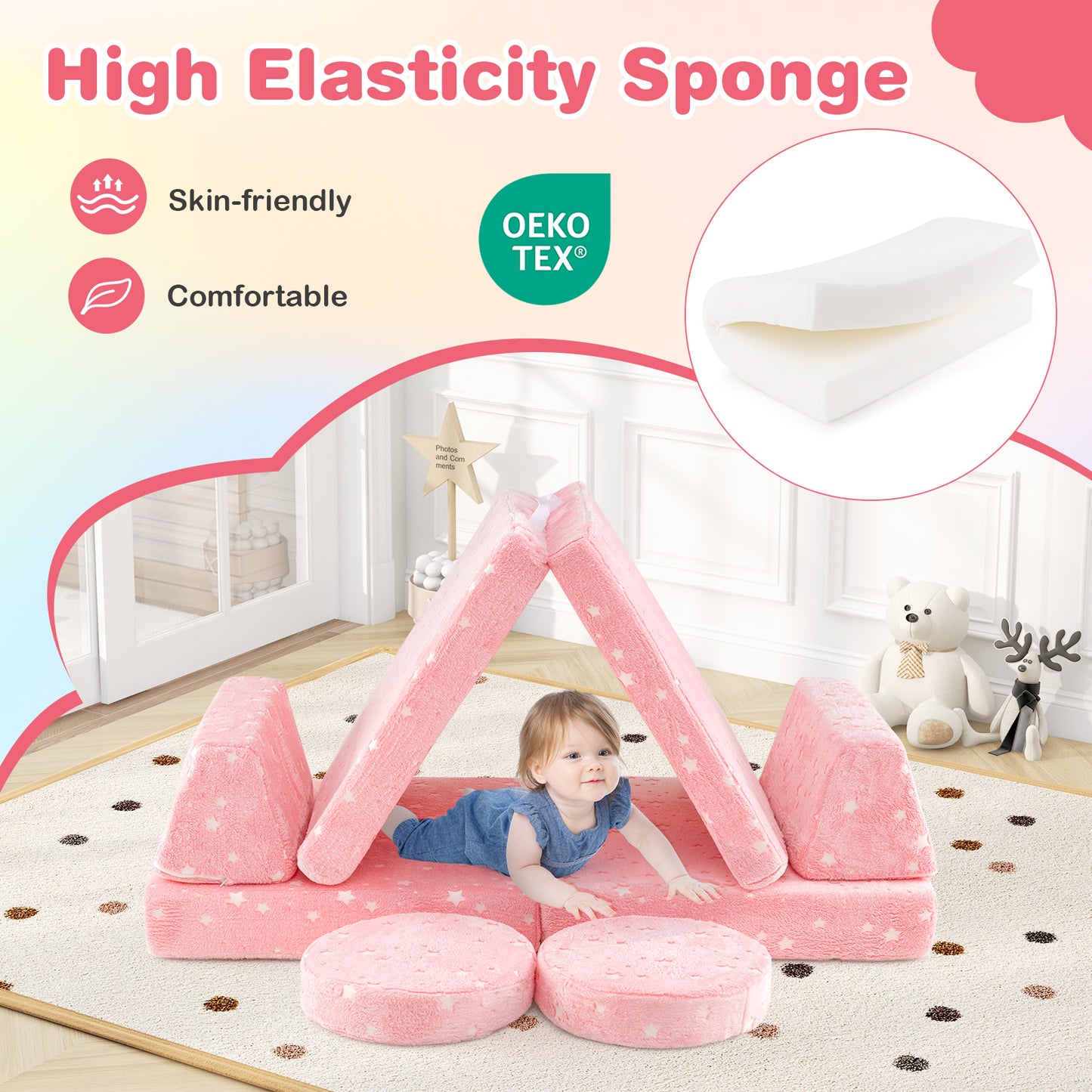 Kids Modular Play Couch Set with Glow-in-the-Dark Patterns