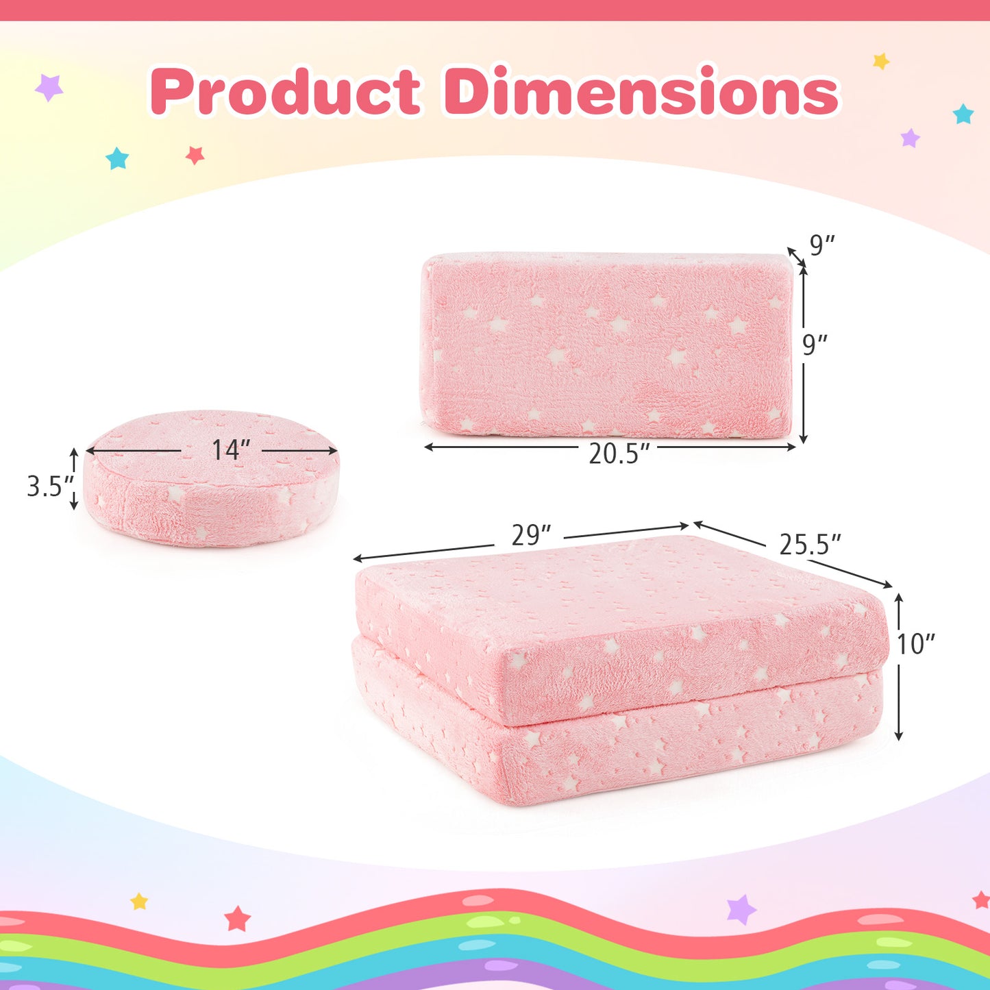 Kids Modular Play Couch Set with Glow-in-the-Dark Patterns
