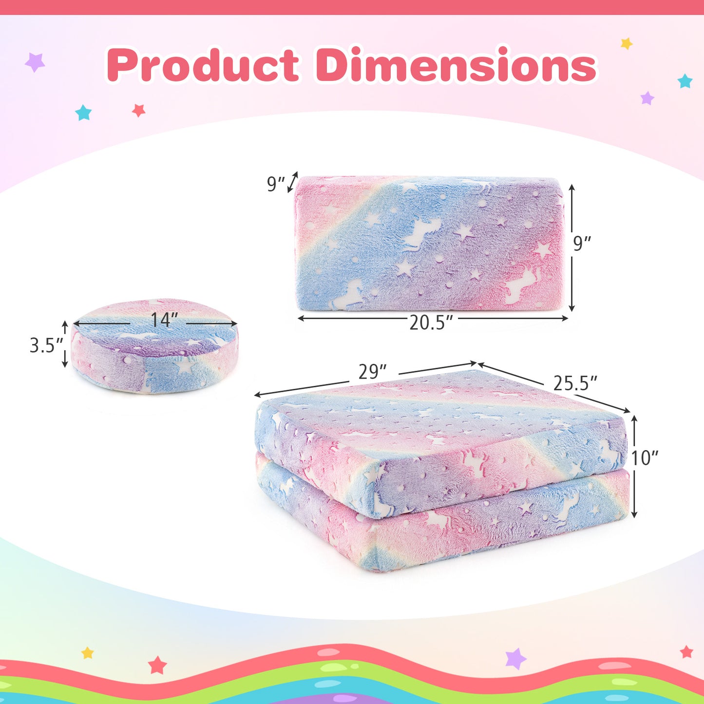 Kids Modular Play Couch Set with Glow-in-the-Dark Patterns