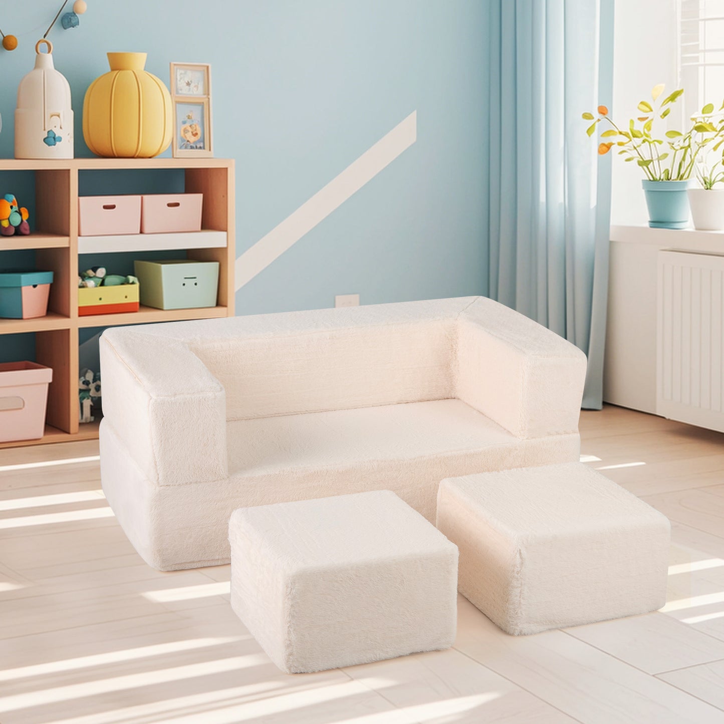 Kids Modular Foam Sofa Convertible Armchair - Beige