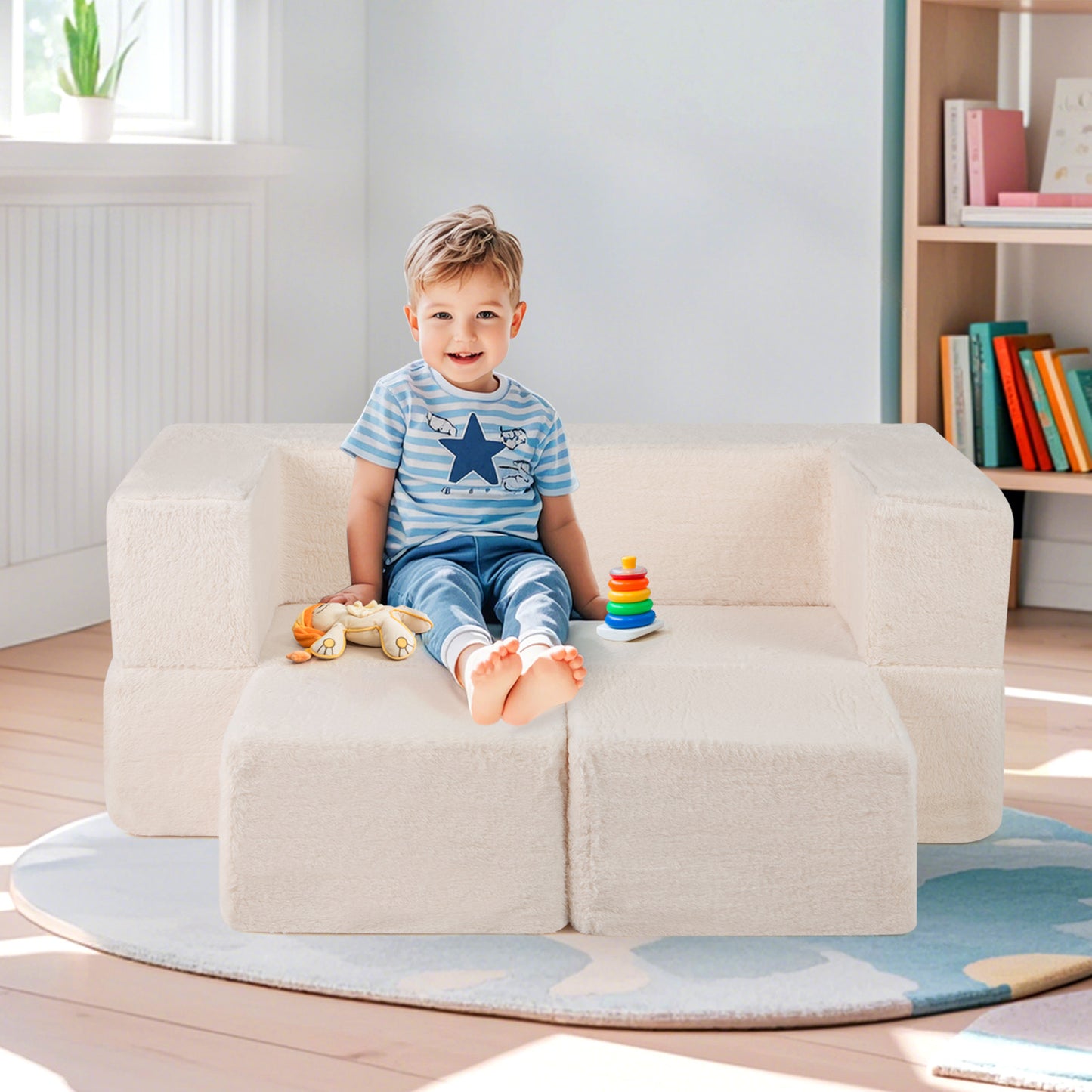 Kids Modular Foam Sofa Convertible Armchair - Beige