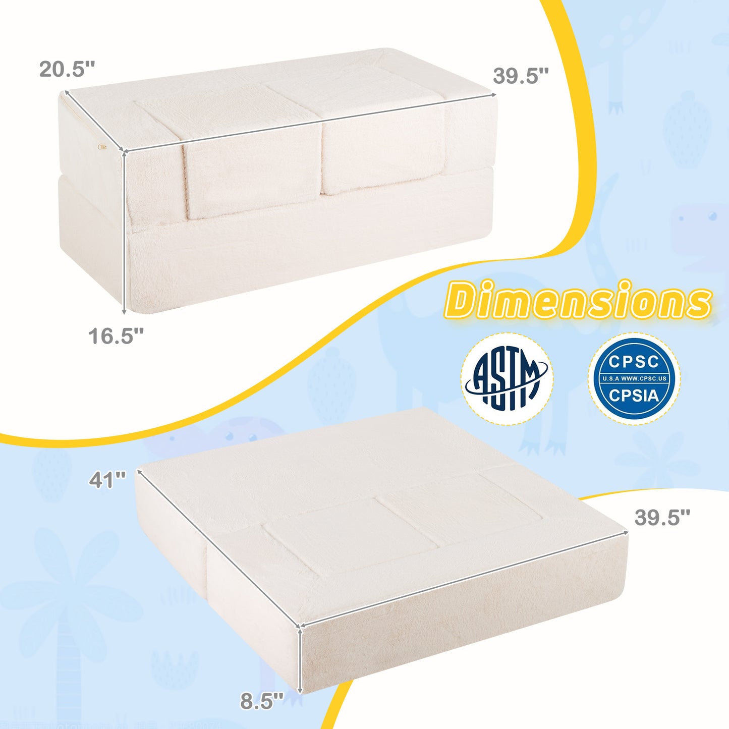 Kids Modular Foam Sofa Convertible Armchair - Beige
