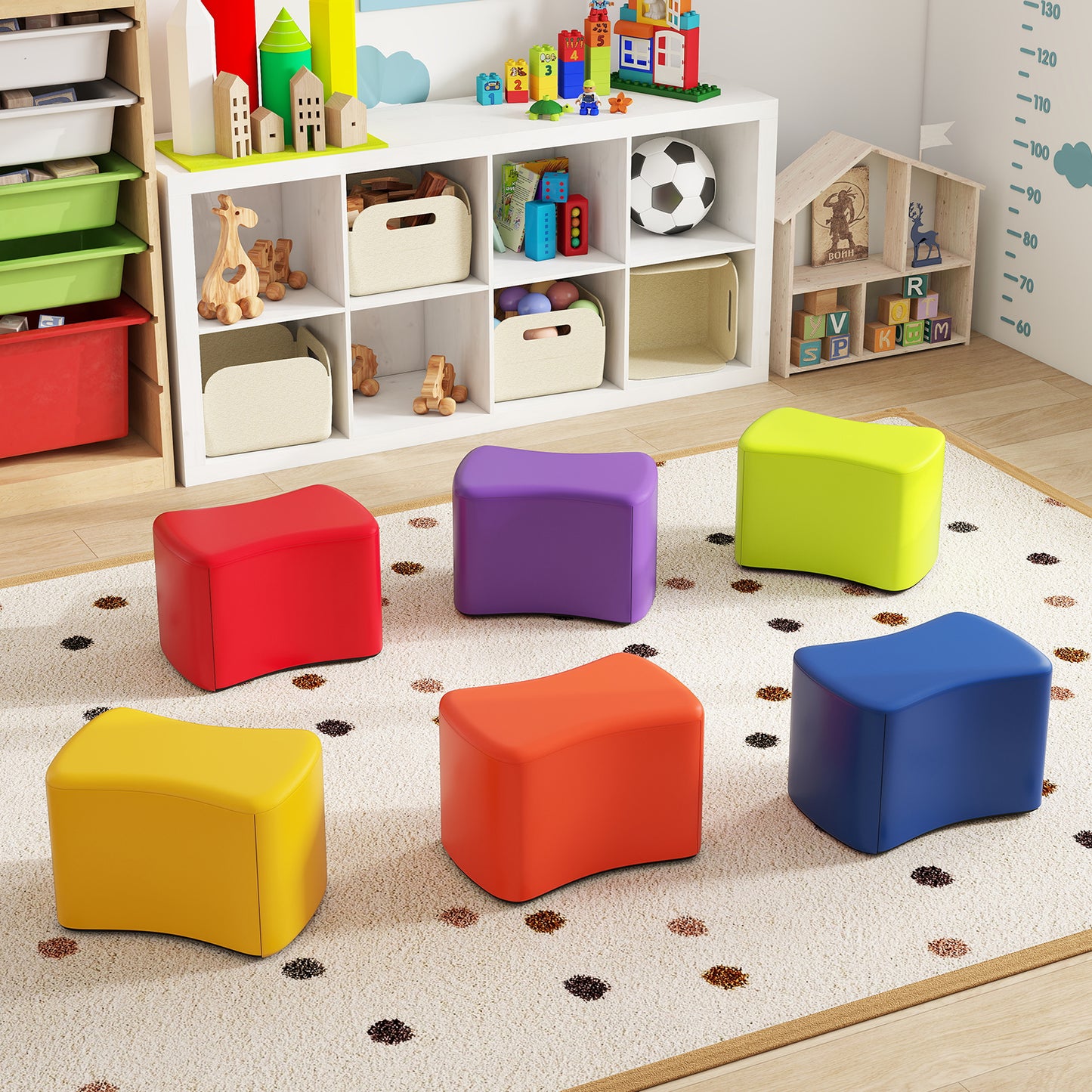 Kids Modular Butterfly Stool Set 6-Piece Multicolor