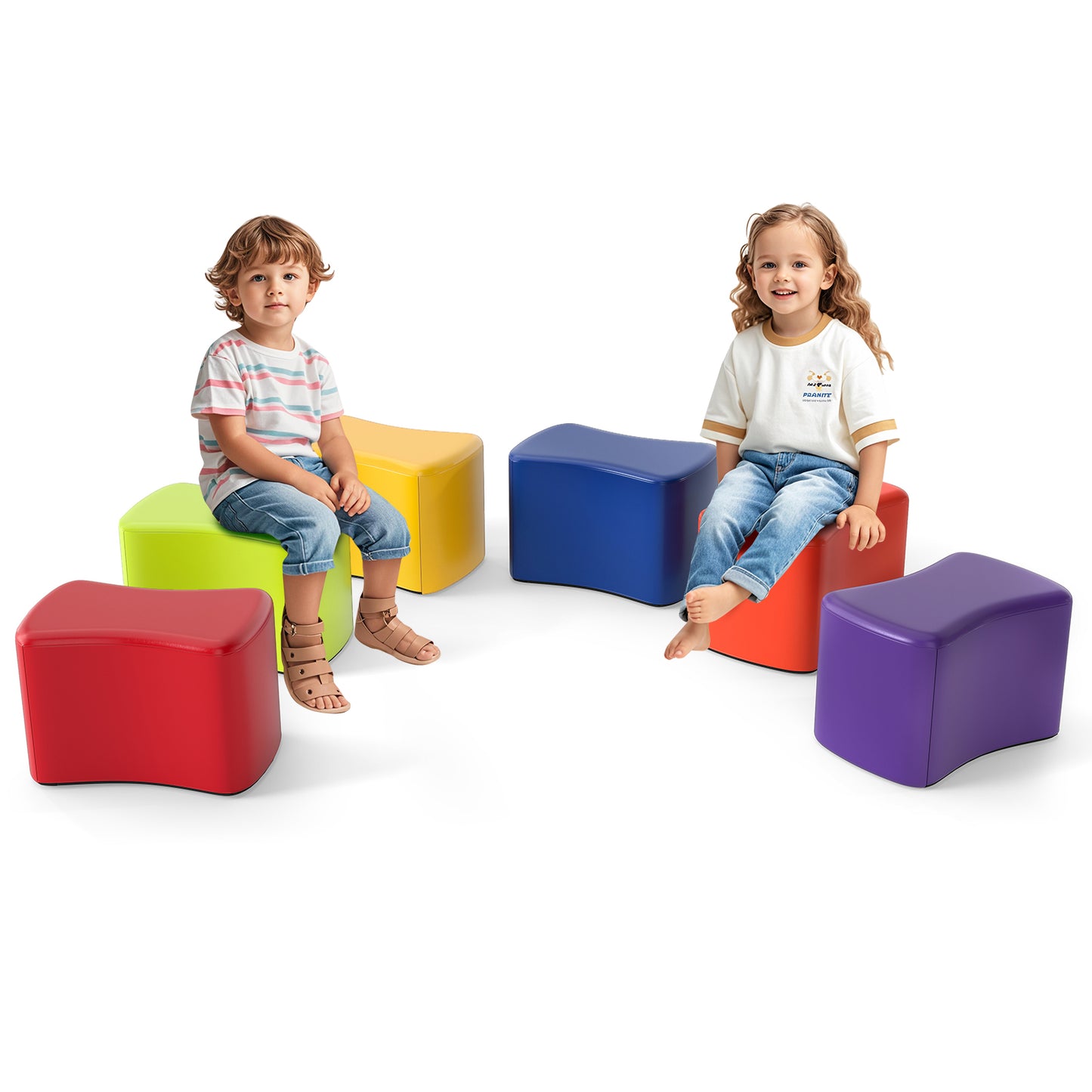 Kids Modular Butterfly Stool Set 6-Piece Multicolor