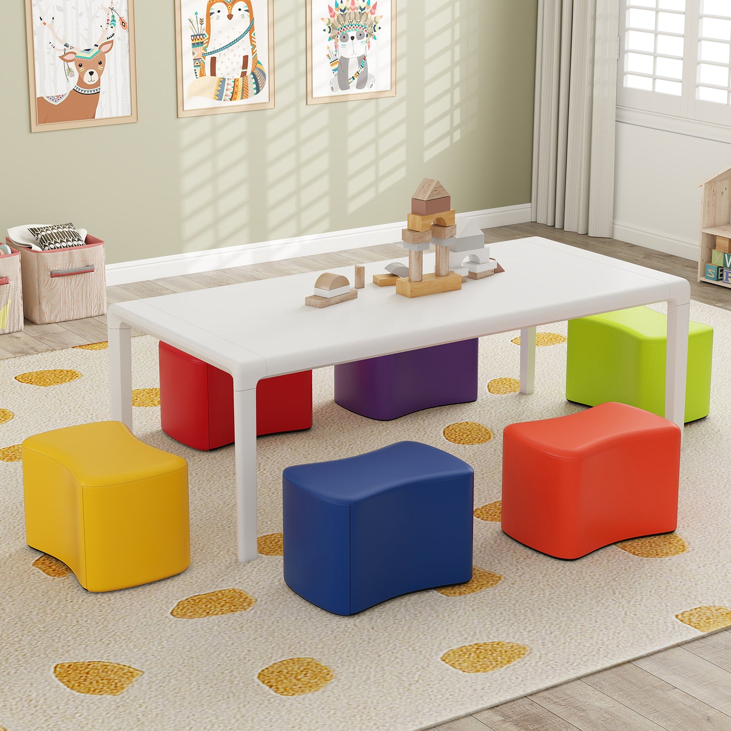 Kids Modular Butterfly Stool Set 6-Piece Multicolor