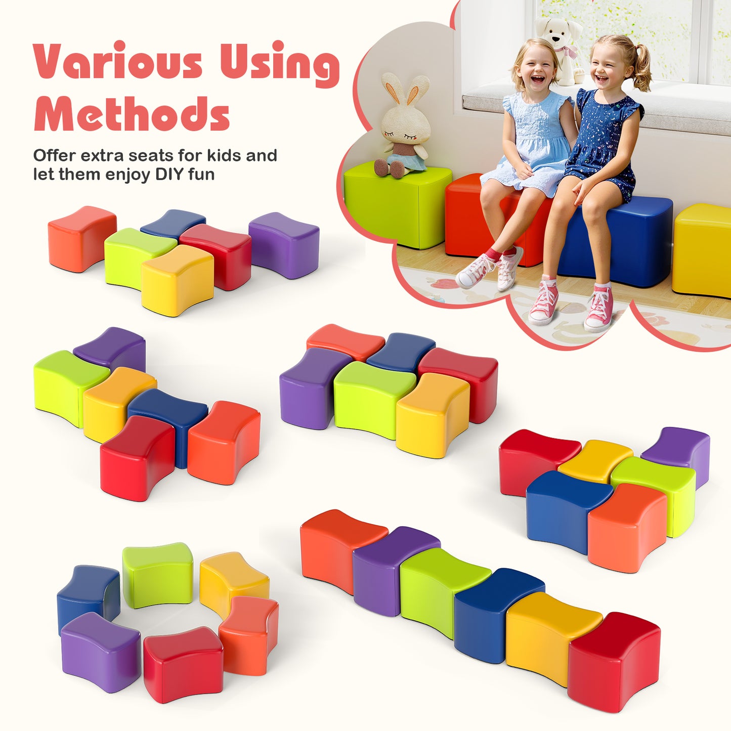 Kids Modular Butterfly Stool Set 6-Piece Multicolor